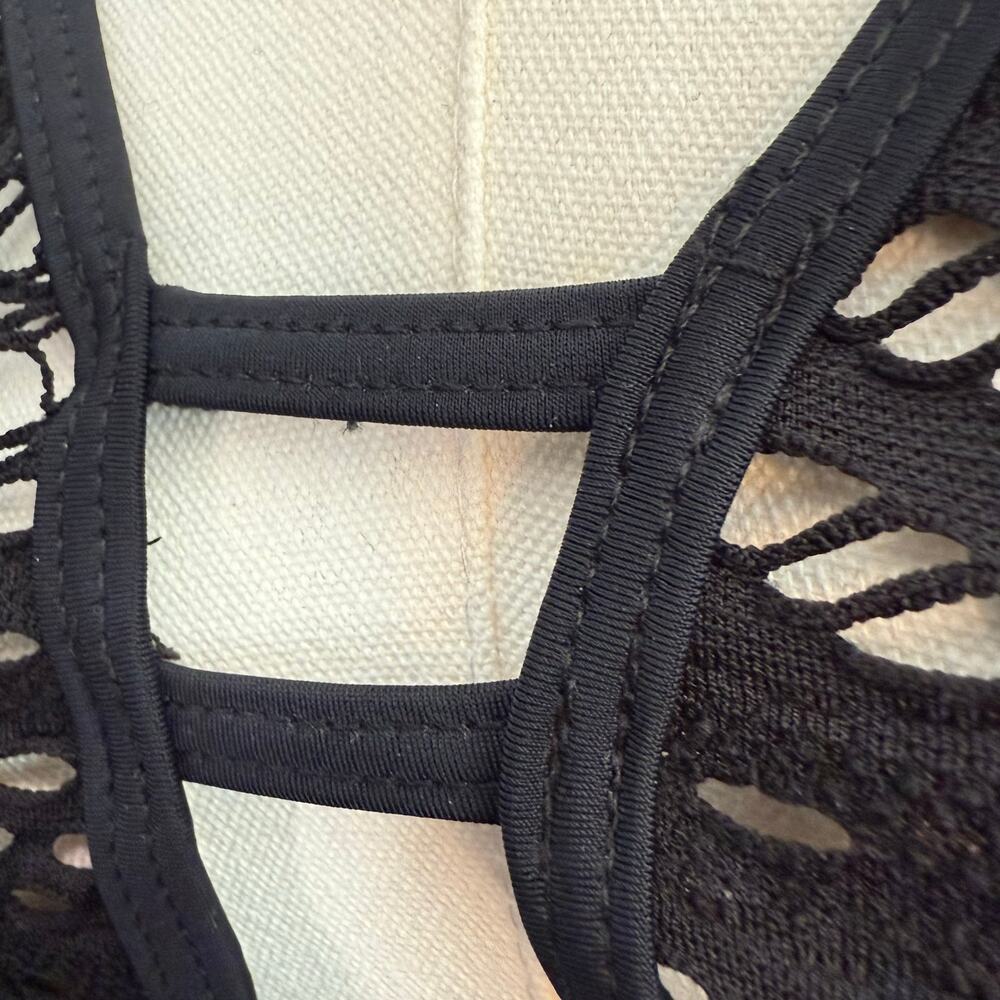 Black XL Cutout Crochet One-Piece Swimsuit with Tie Back and lace look NWT - Picture 11 of 12